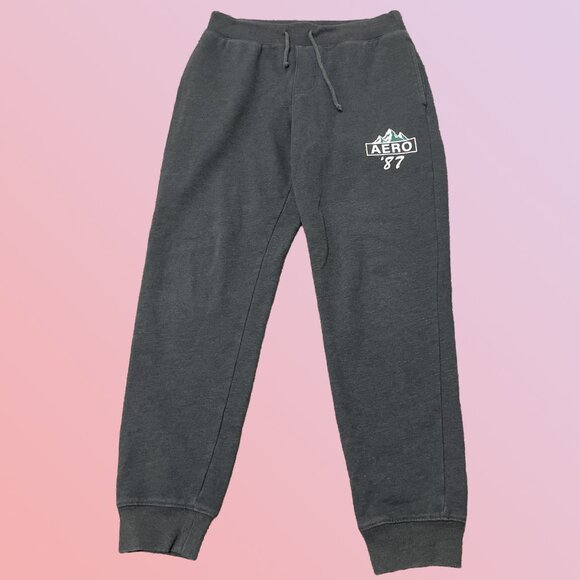 Aeropostale Dark Gray Men's Small Sweatpants with Drawstring and Stretchy Waist - Picture 1 of 6